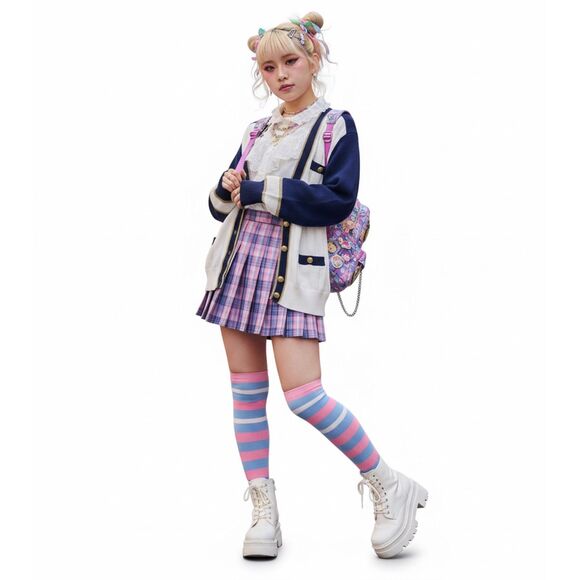 Vintage Pierre Cardin knit gold navy and white sweater cardigan size M - Picture 1 of 11